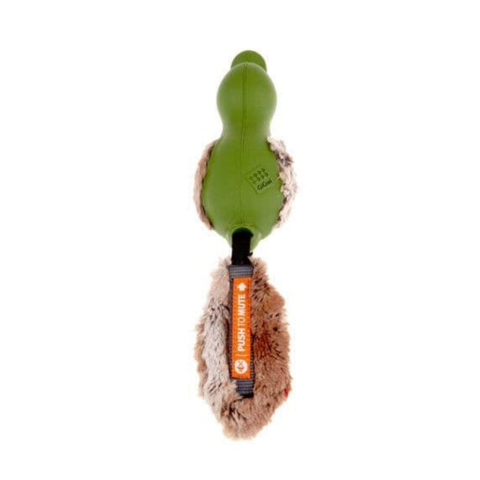 Gigwi Plush Tail Duck Push to Mute Squeaker Green