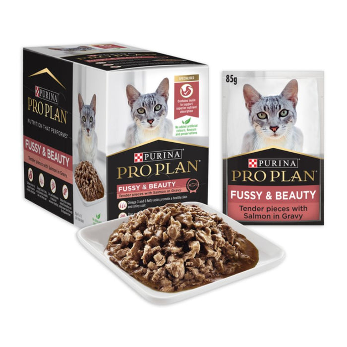 Pro Plan Adult Cat Fussy Beauty With Salmon In Gravy Wet Cat Food 85g