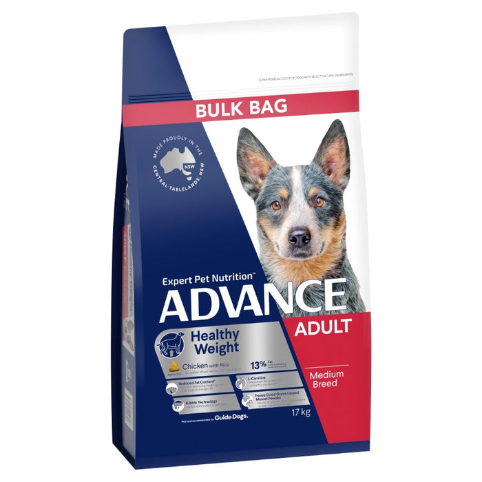 Advance Adult Healthy Weight Dry Dog Chicken And Rice Medium Breed 17kg