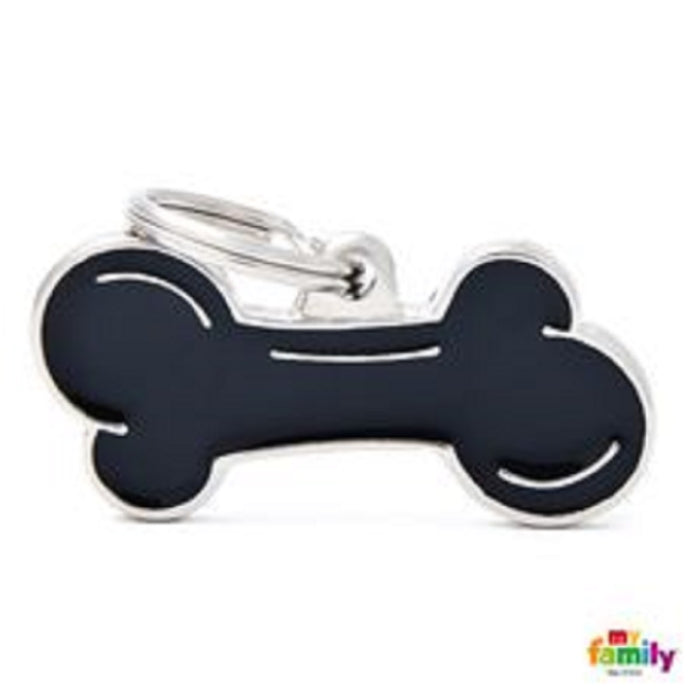 My Family ID Tags Classic Bone Large Black
