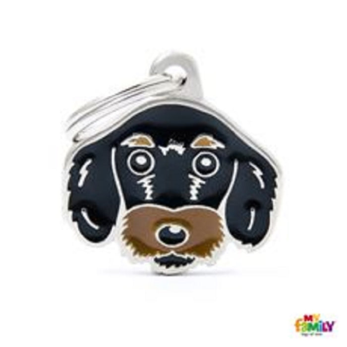 My Family ID Tags Friends Long Hair Dachshund Black