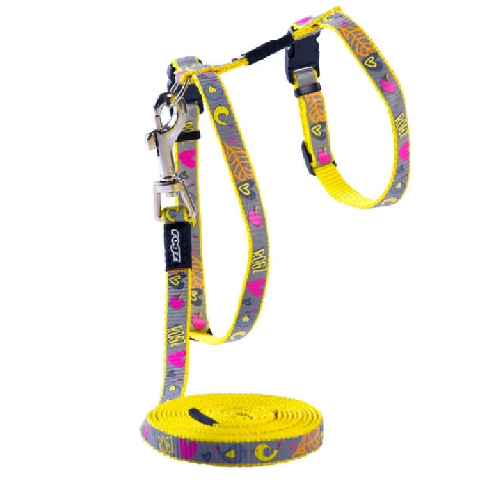 Rogz Reflectocat Harness Lead Dayglow