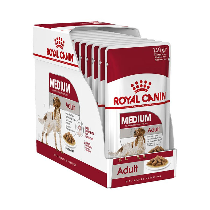 Royal Canin Medium Adult Wet Dry Dog Food 10 X 140g