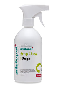 Aristopet Stop Chew for Dogs spray bottle on a white background