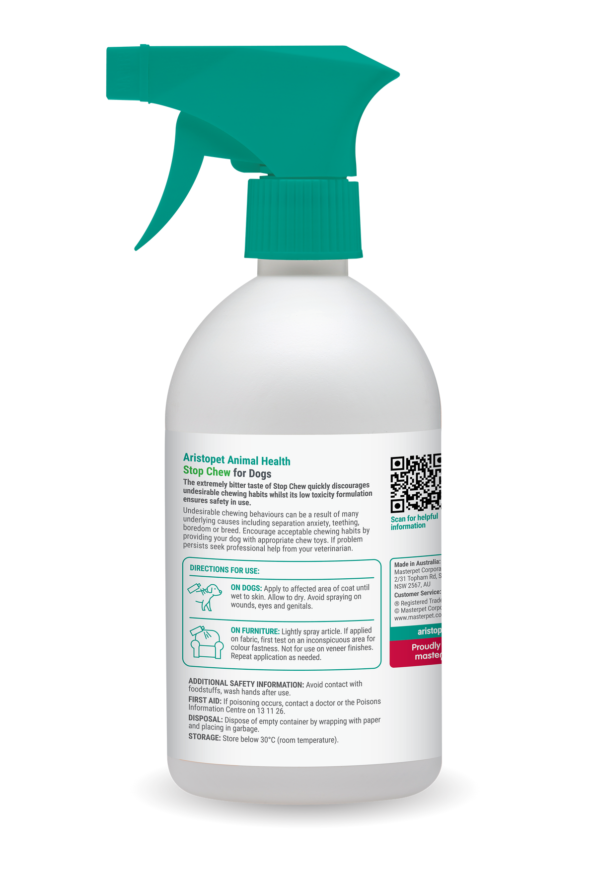 White spray bottle with green nozzle on a white background