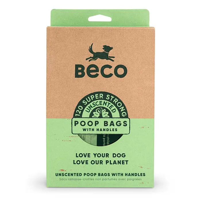 Beco Poop Bags for Dogs - Unscented 120 pack with handles