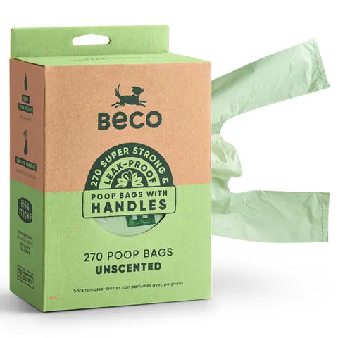 Beco Poop Bags for Dogs - Unscented 270 pack with Handles