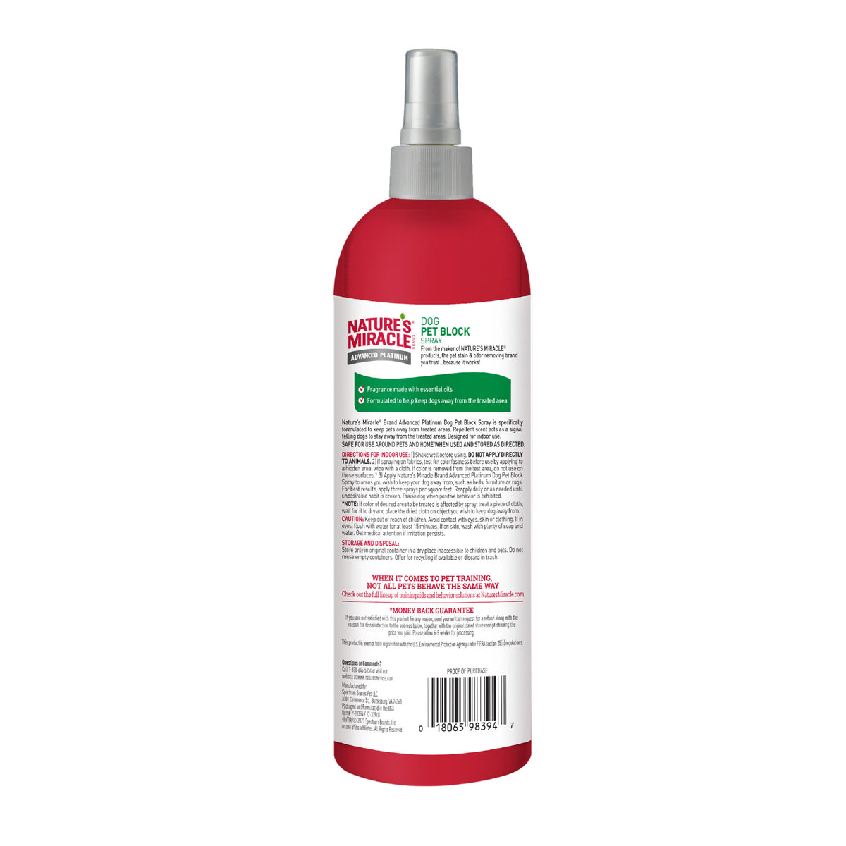 Nature’s Miracle Advanced Platinum Dog Pet Block Repellent Spray 473ml