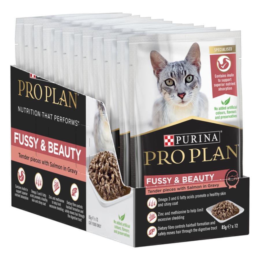 Pro Plan Adult Cat Fussy Beauty With Salmon In Gravy Wet Cat Food 85g-2