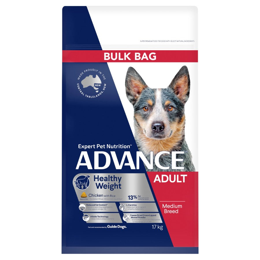 Advance Adult Healthy Weight Dry Dog Chicken And Rice Medium Breed 17kg