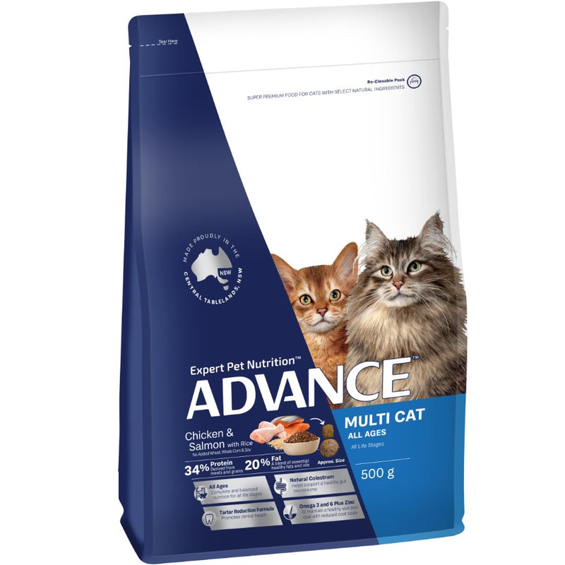 Advance Multi Cat Dry Cat Food Chicken And Salmon With Rice 500g