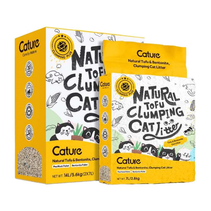Cature Tofu Clumping Cat Litter Pellet And Bentonite 14L Or 5.6Kg