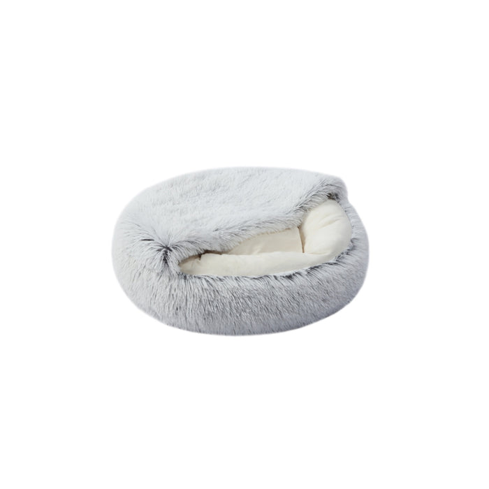 Charlies Faux Fur Hooded Round Pet Cave