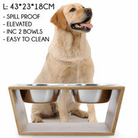 Charlies Natural Bamboo Pet Feeder With Stainless Steel Bowls