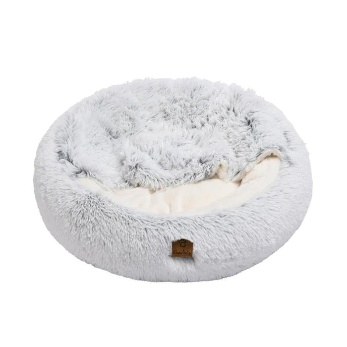 Charlies Pet Cushioned Snookie Hooded Faux Fur Pet Nest Bed