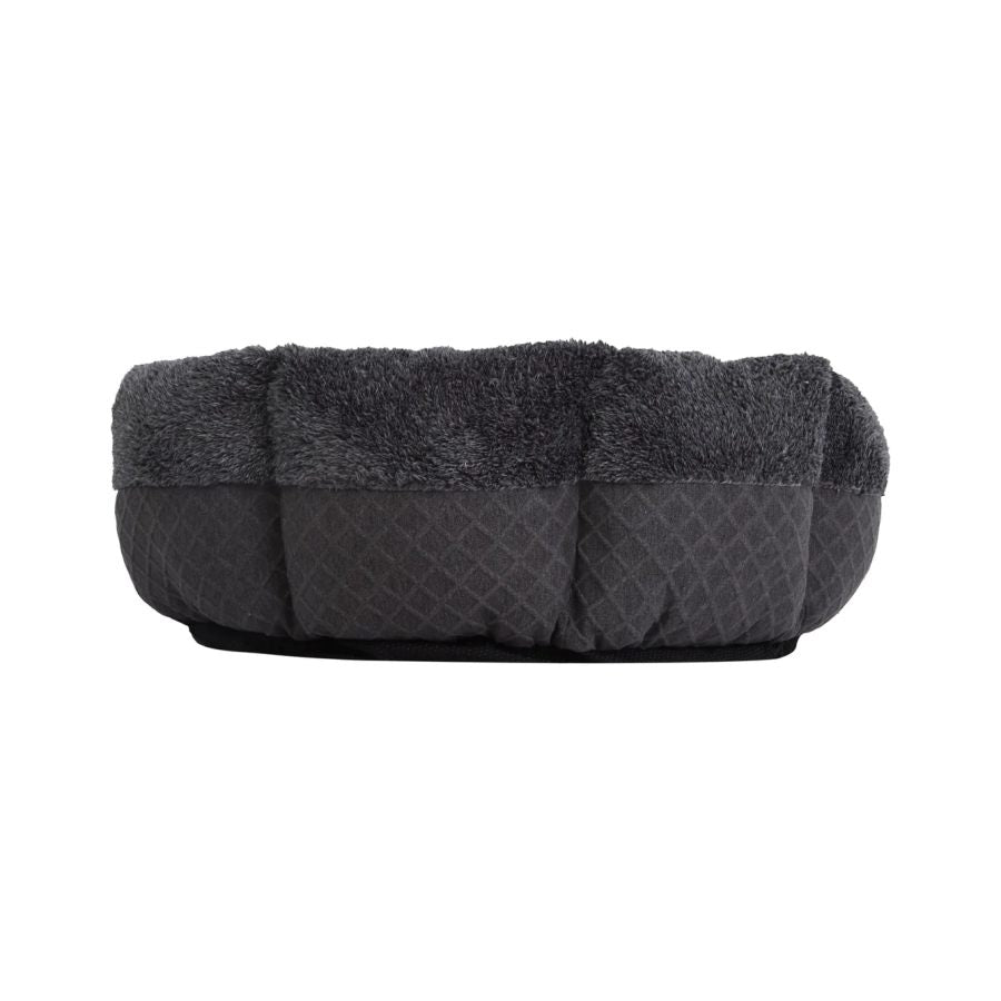Charlies Pet Faux Fur Calming Bed With Bolster Round Grey