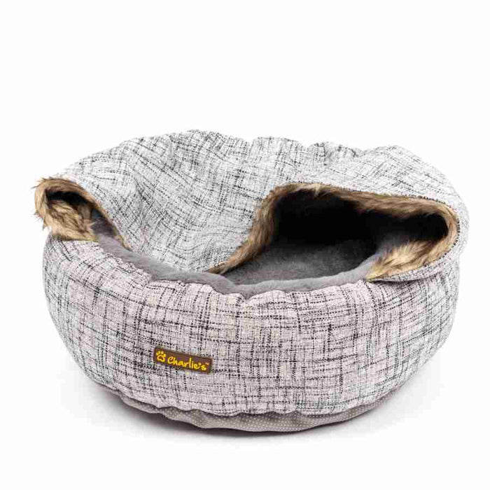 Charlies Round Pet Bed With Faux Fur Cover