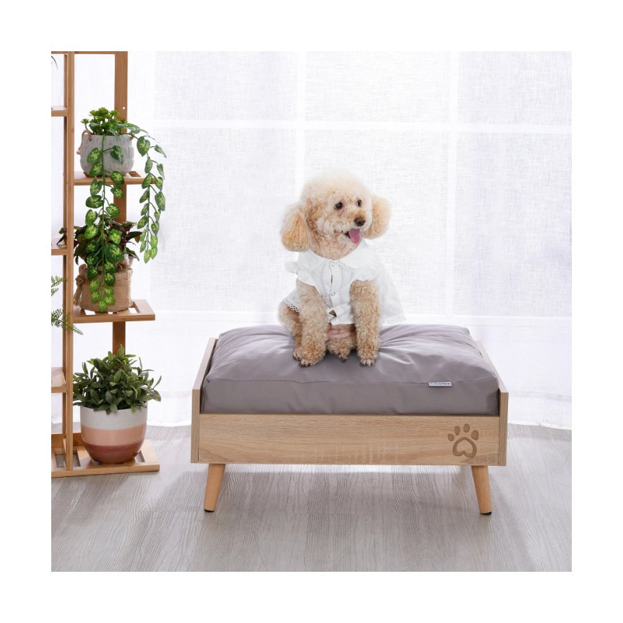 Charlies Scandi Elevated Bed Natural Pine Frame And Grey Mattress