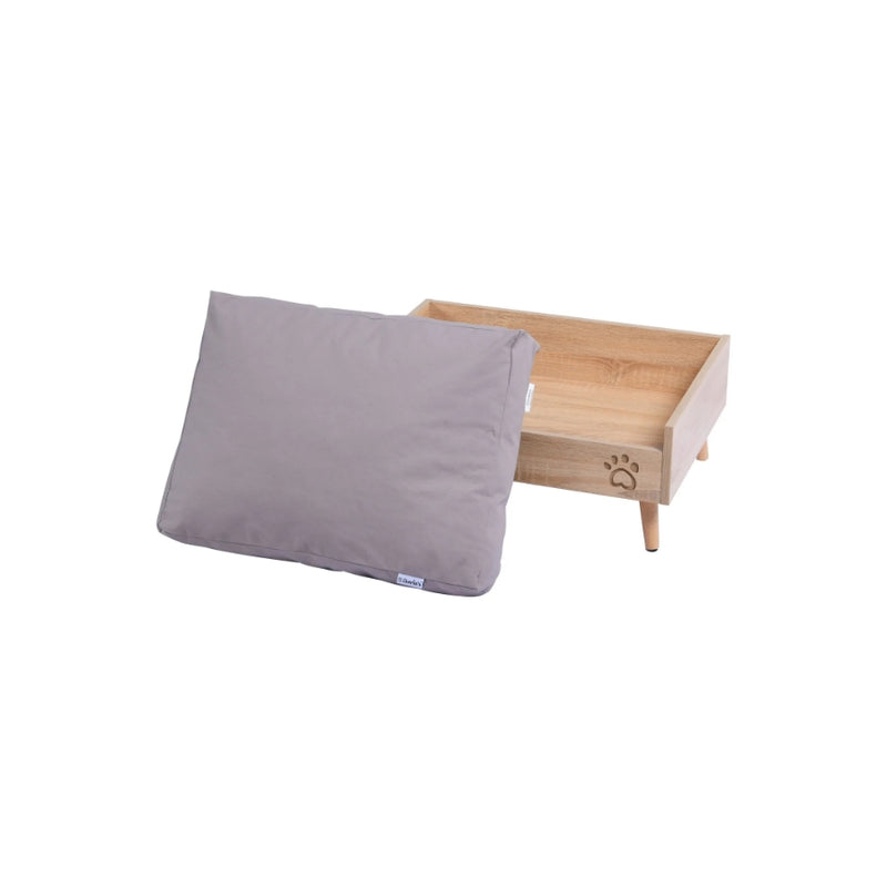 Charlies Scandi Elevated Bed Natural Pine Frame And Grey Mattress