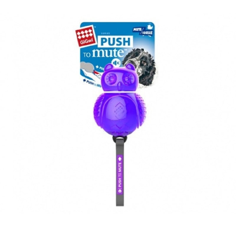 Gigwi Owl Push to Mute Squeaker Purple Blue