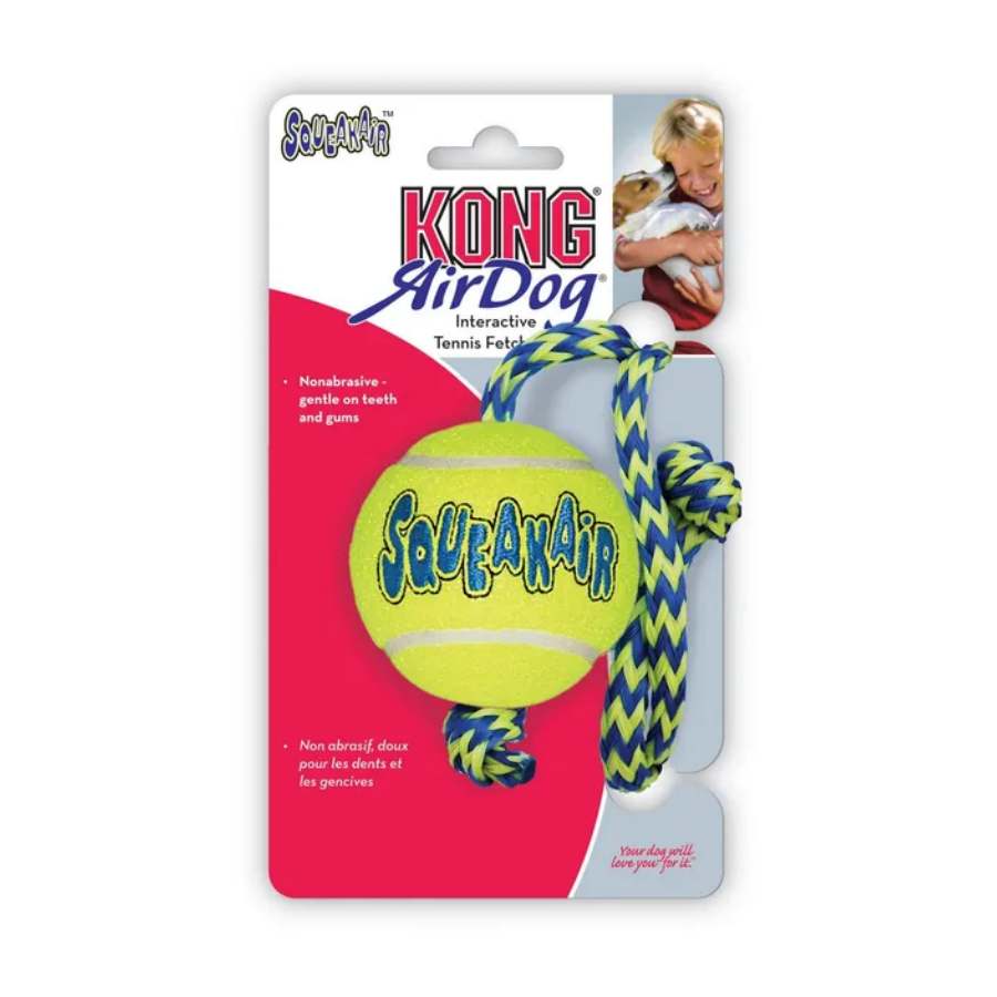 KONG Airdog Squeaker Ball Rope Medium