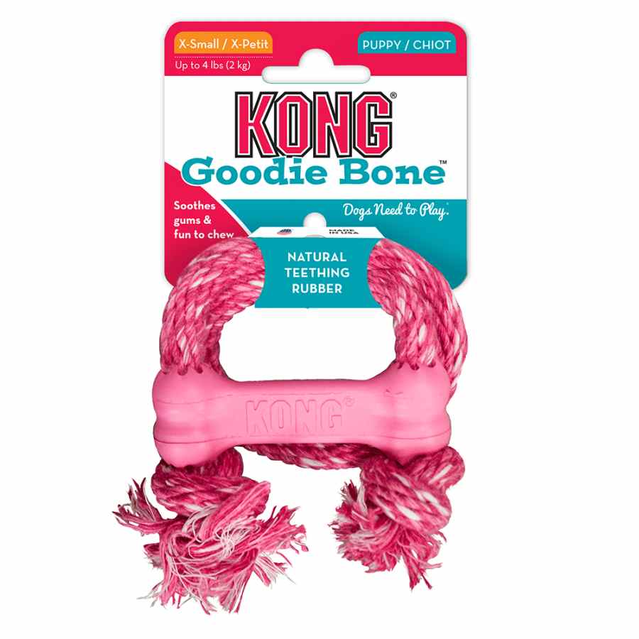 KONG Puppy Goodie Bone With Rope Xsmall