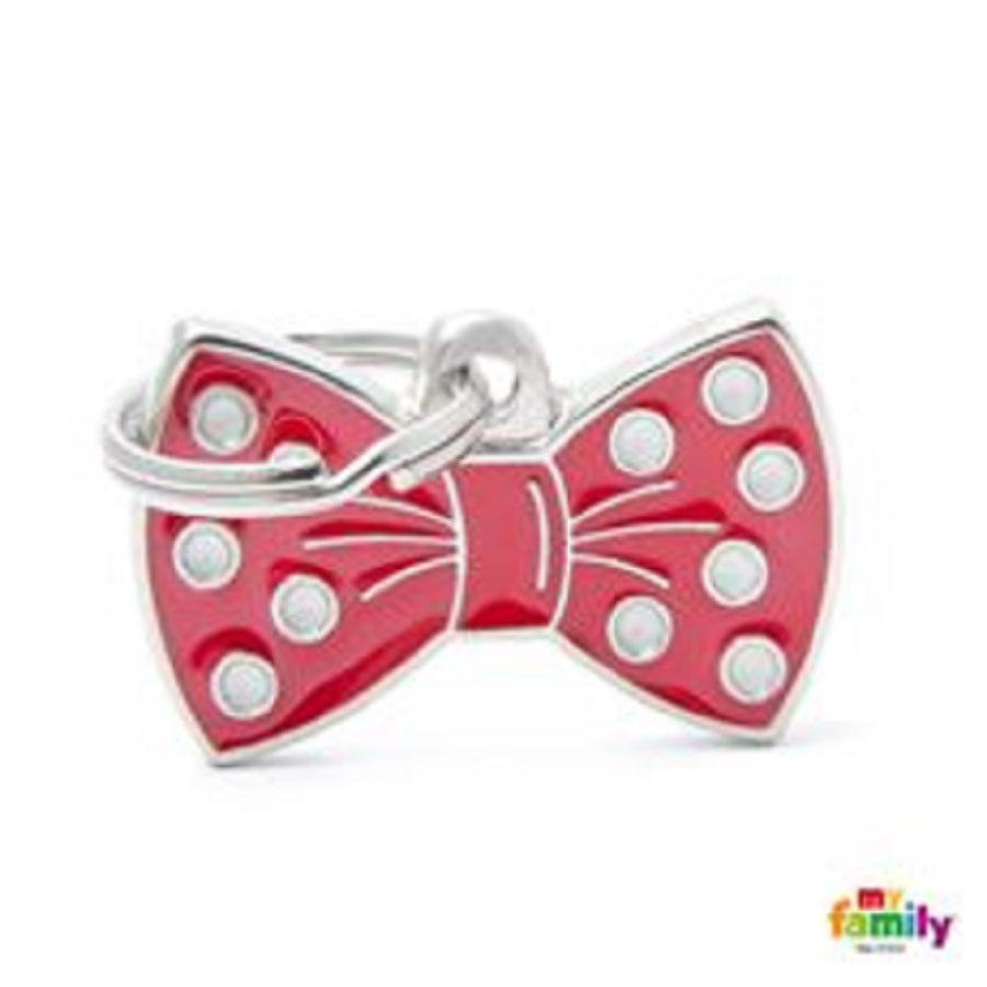My Family ID Tags Charms Red Bow