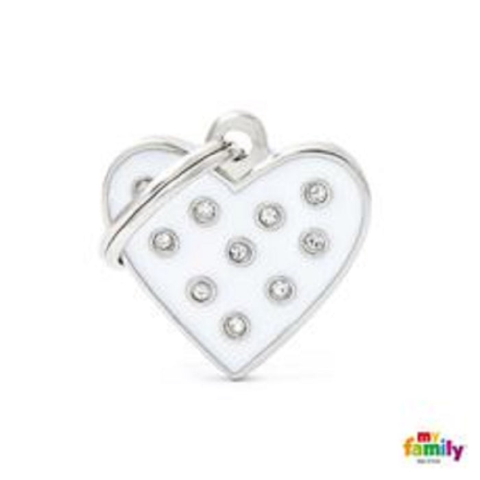 My Family ID Tags Chic Heart White