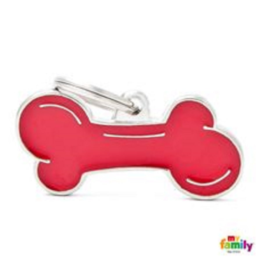 My Family ID Tags Classic Bone Large Red