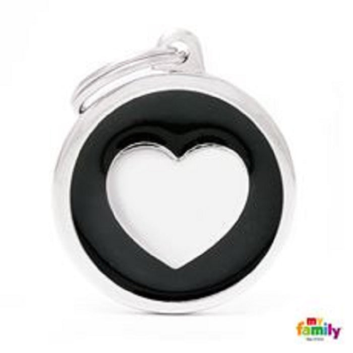 My Family ID Tags Classic Heart Large Black