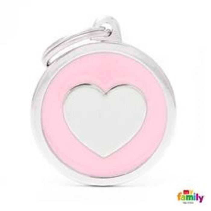 My Family ID Tags Classic Heart Large Pink