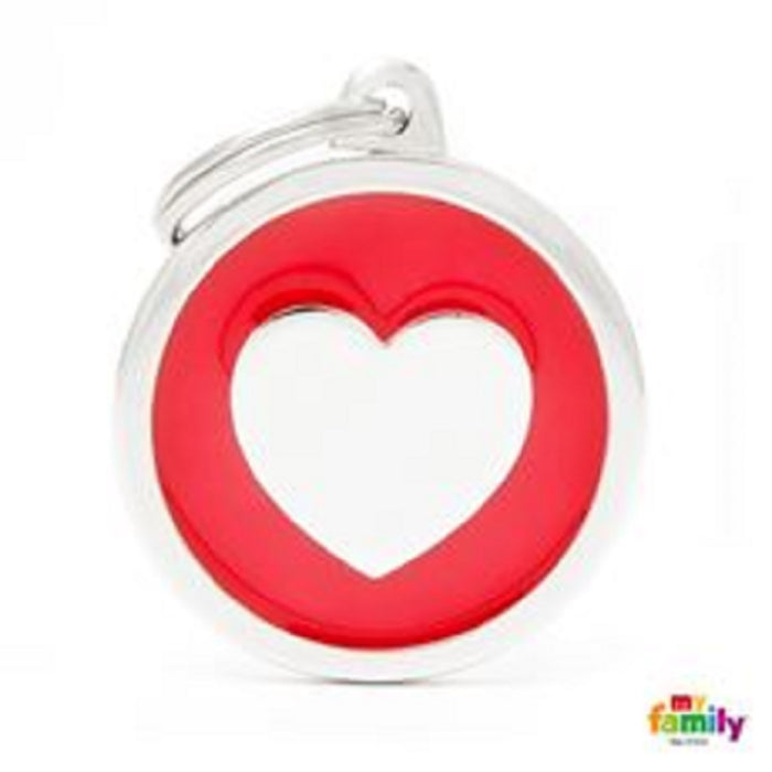 My Family ID Tags Classic Heart Large Red
