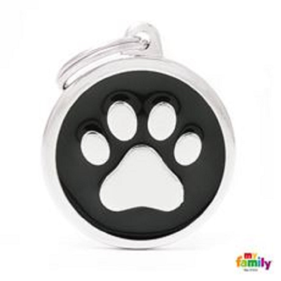My Family ID Tags Classic Paw Large Black