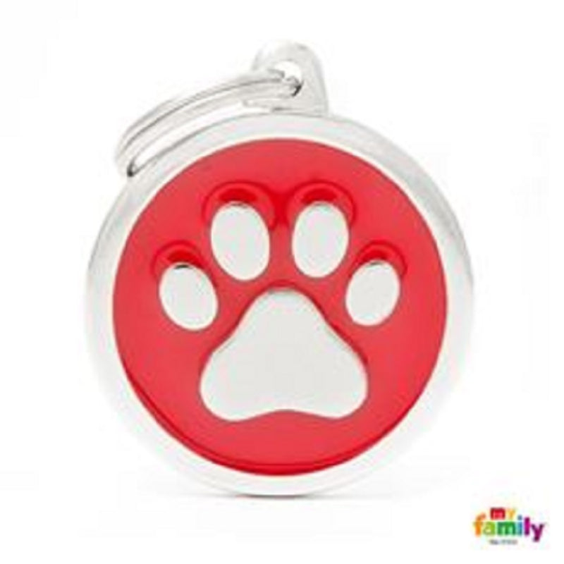 My Family ID Tags Classic Paw Large Red