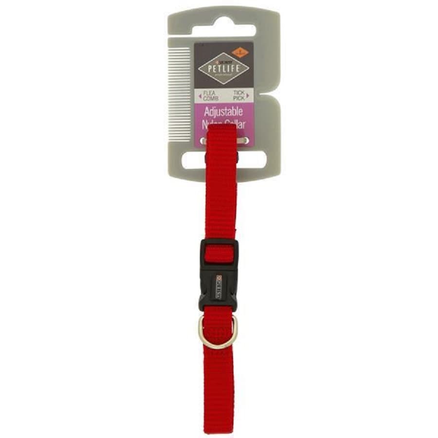 Petlife Nylon Adjustable Collar Red