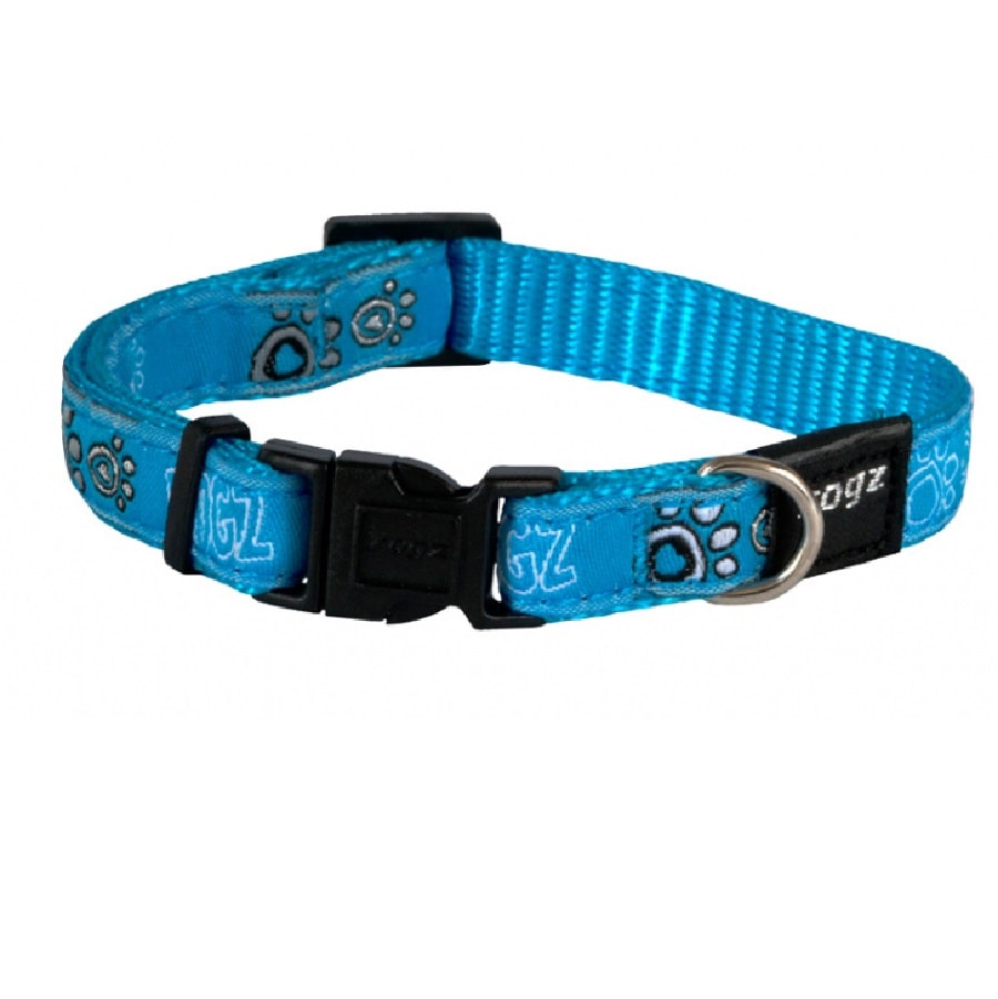 Rogz Fancy Collar Turquoise Paws