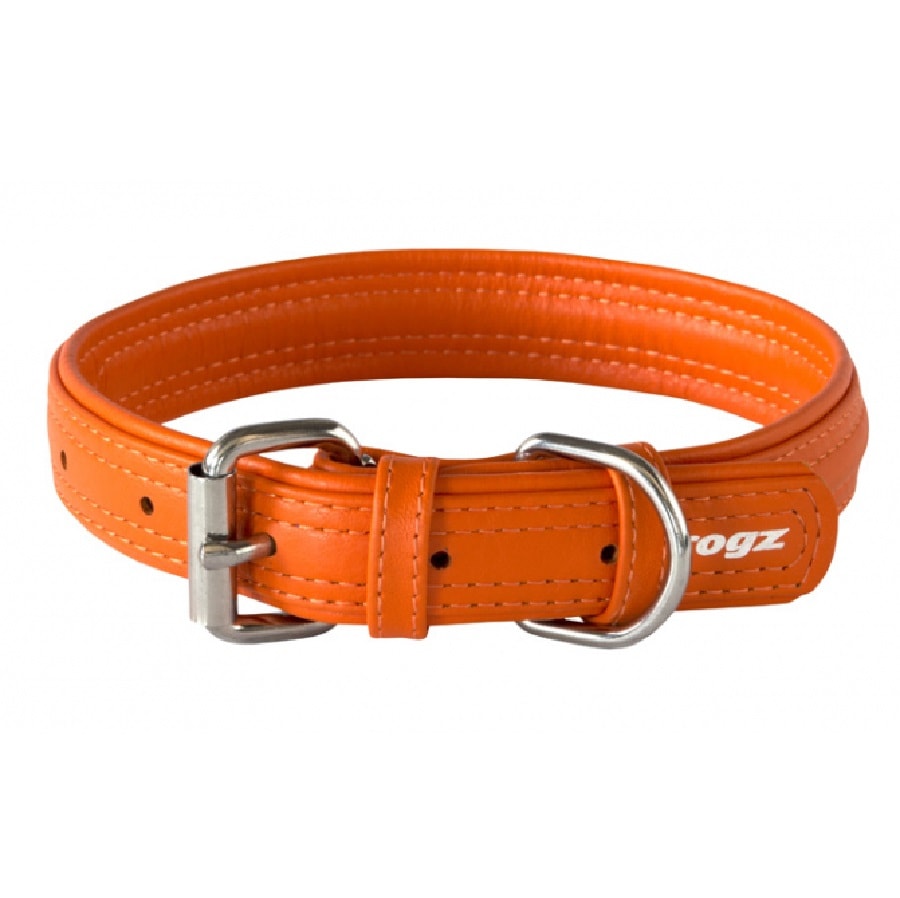Rogz Leather Buckle Collar Orange