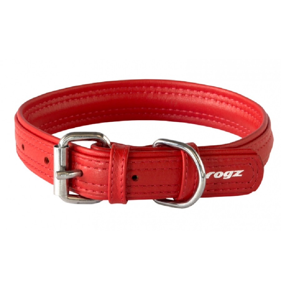 Rogz Leather Buckle Collar Red