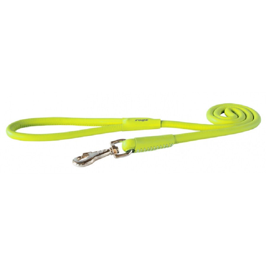 Rogz Leather Round Fixed Lead Lime