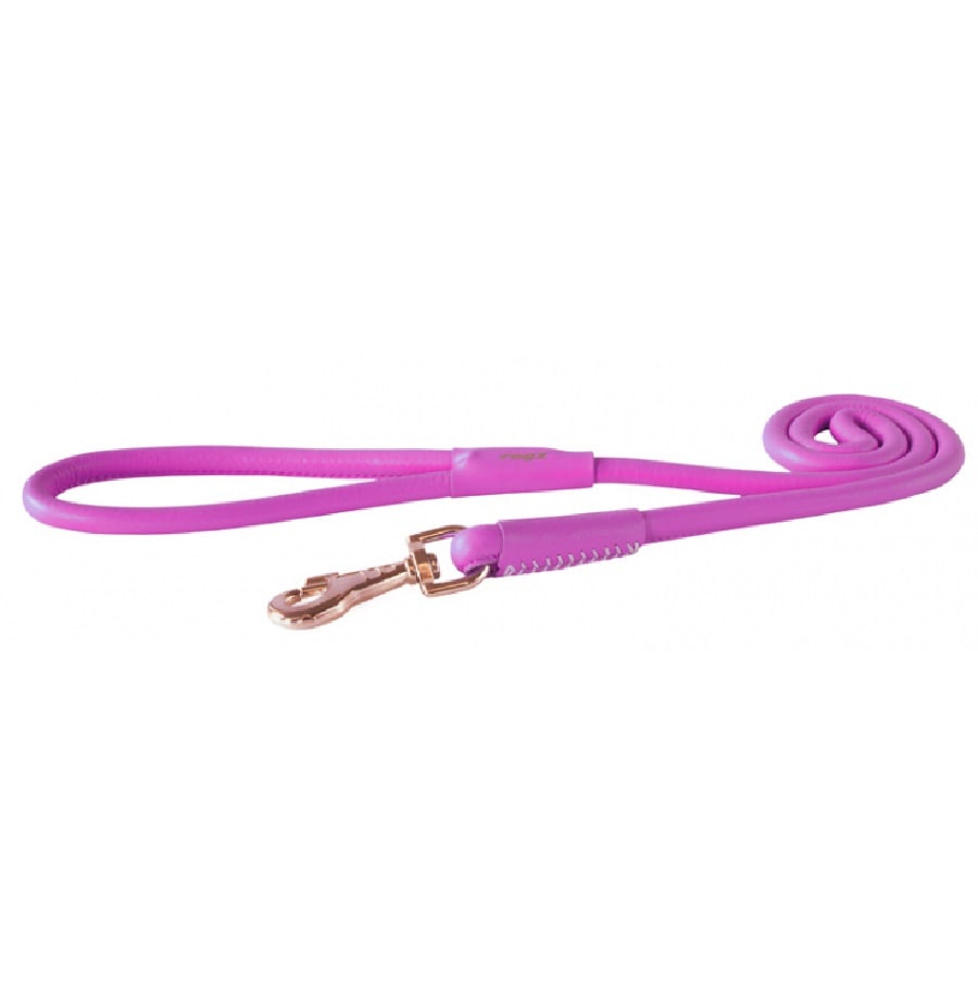 Rogz Leather Round Fixed Lead Pink
