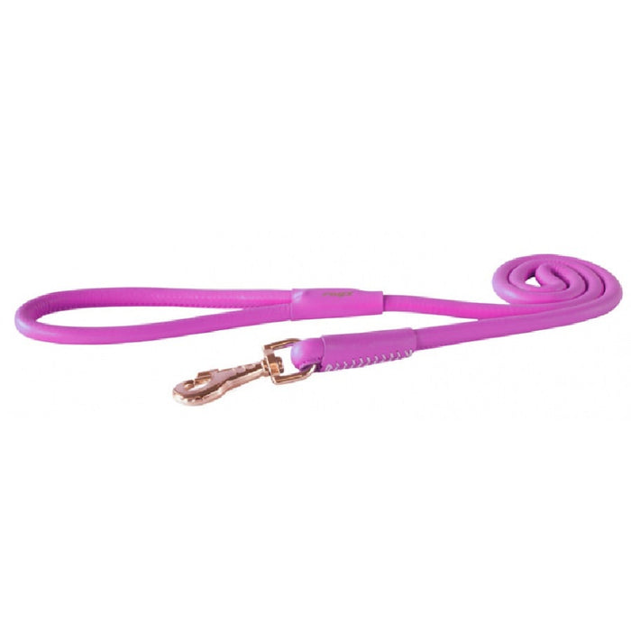 Rogz Leather Round Fixed Lead Pink