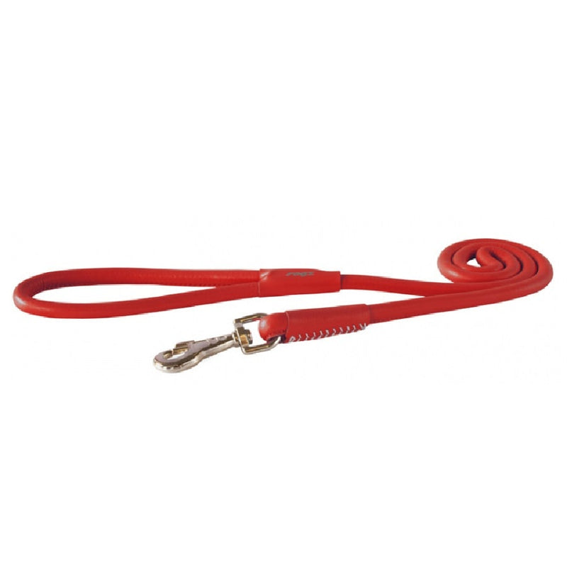 Rogz Leather Round Fixed Lead Red