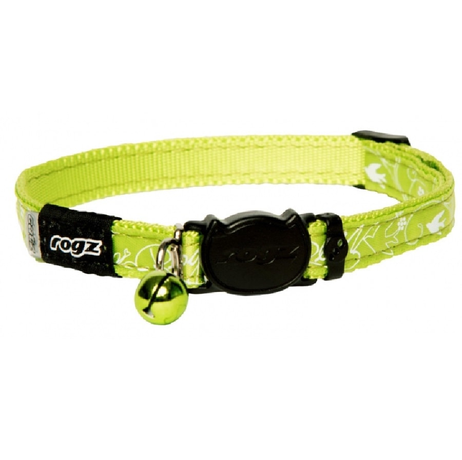 Rogz Silkycat Safeloc Collar Lime Filigree