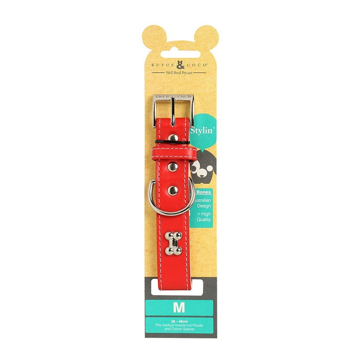 Rufus And Coco Bones Dog Collar Red
