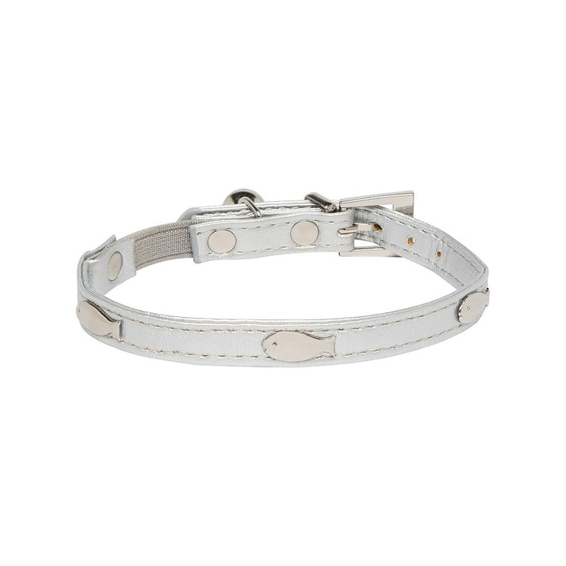 Rufus And Coco Fish Stud Cat Collar Silver