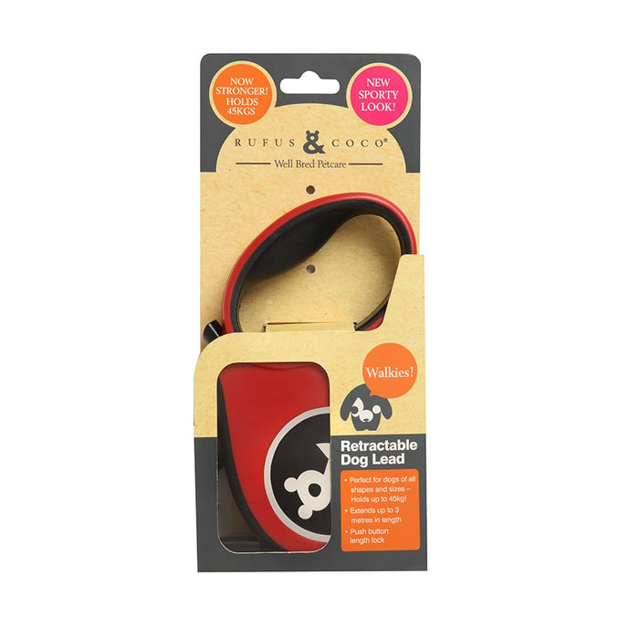 Rufus And Coco Retractable Dog Lead Red