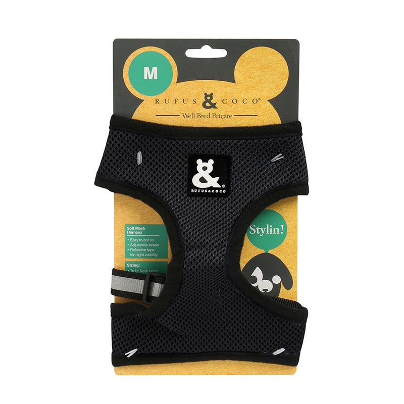 Rufus And Coco Soft Mesh Harness Black