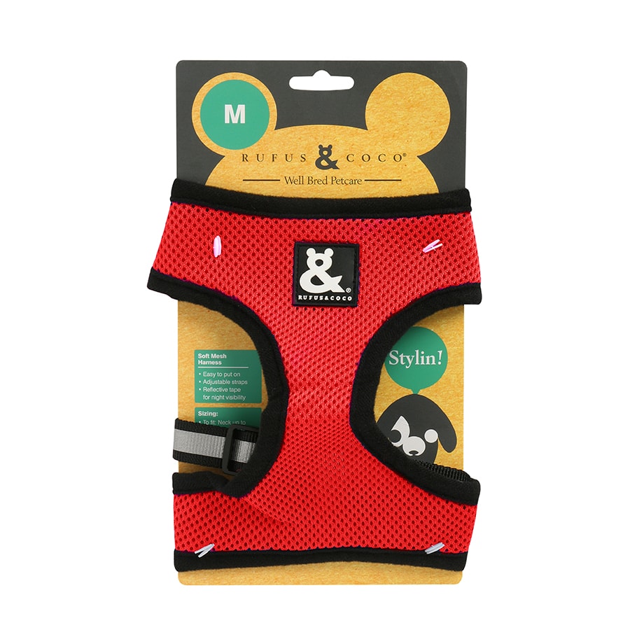 Rufus And Coco Soft Mesh Harness Red