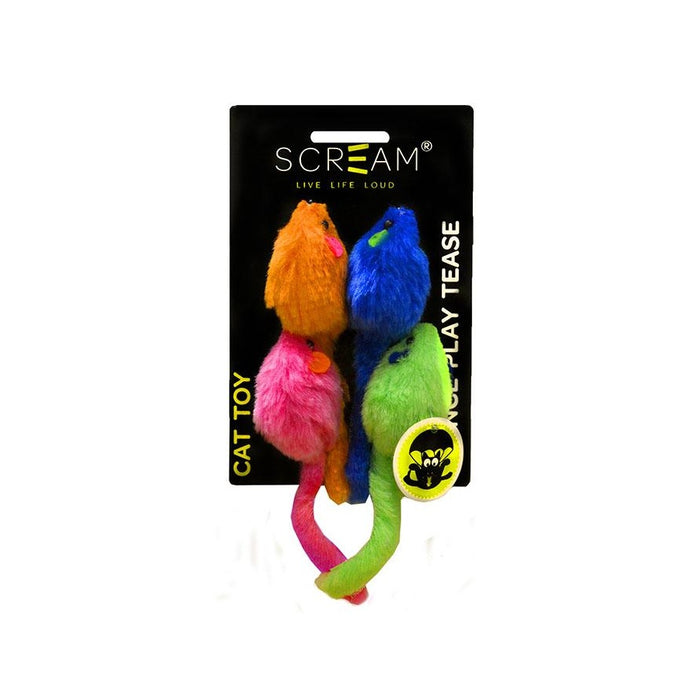 Scream Multi Coloured Mice Cat Toy