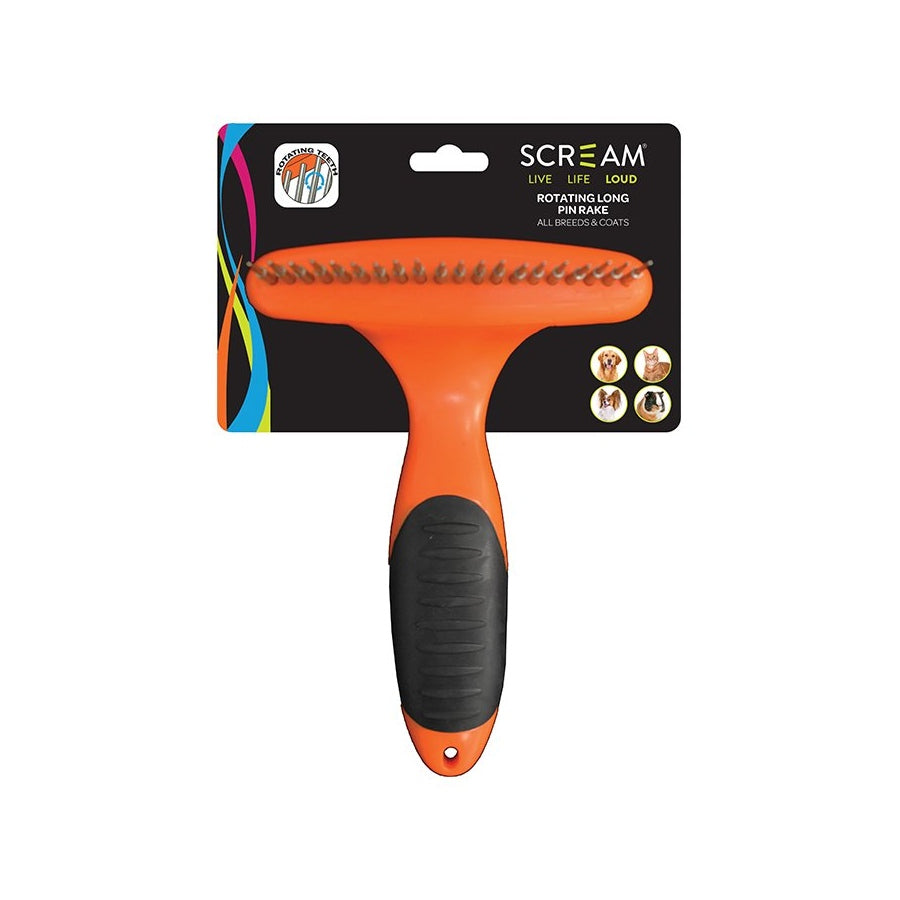 Scream Rotating Pin Rake Loud Orange – Pet Supplies Empire